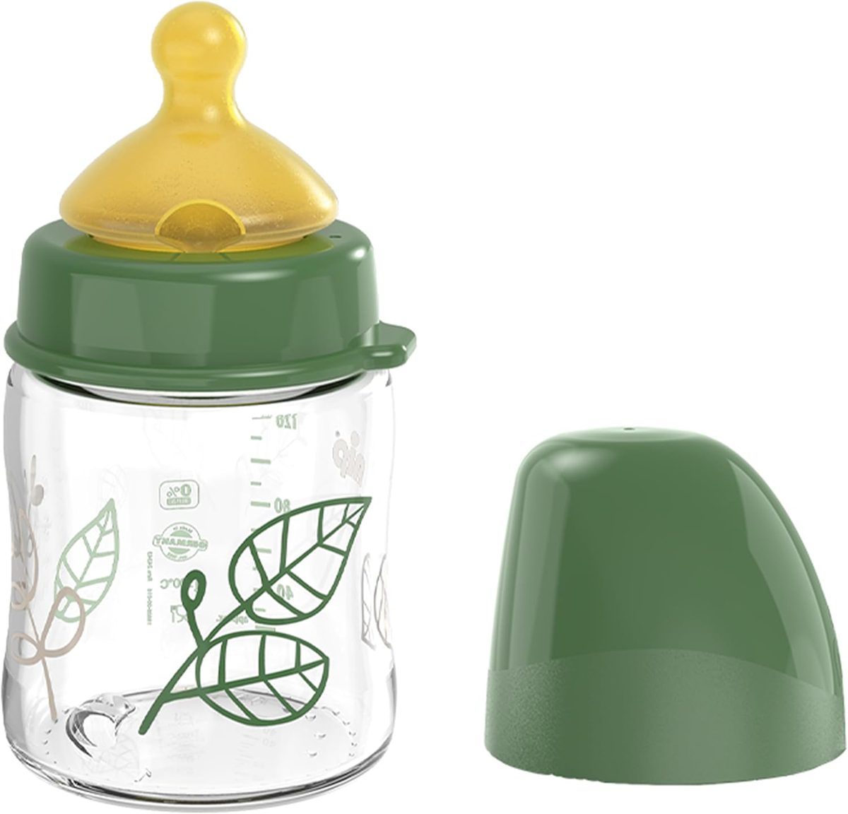 NIP Cherry Green Glasflasche mit Latex-Sauger Größe S 120 ml
