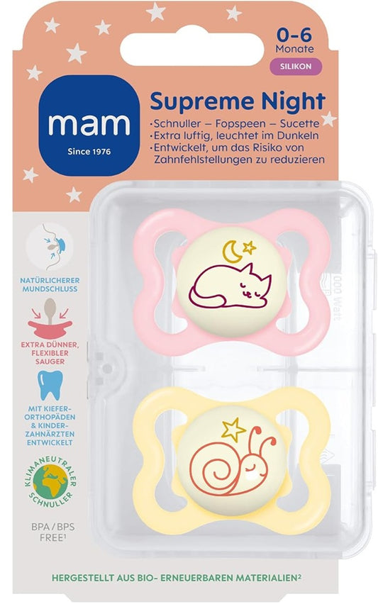 MAM SUPREME NIGHT Silikonschnuller 0–6 Monate – Produktfoto 2