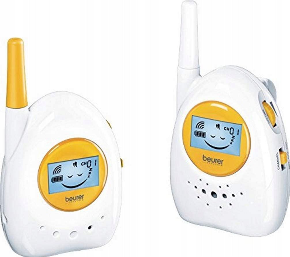 BEURER BY 84 niania elektoniczna 800 m ECO+ biało-żółta, analogowy monitor dla dziecka