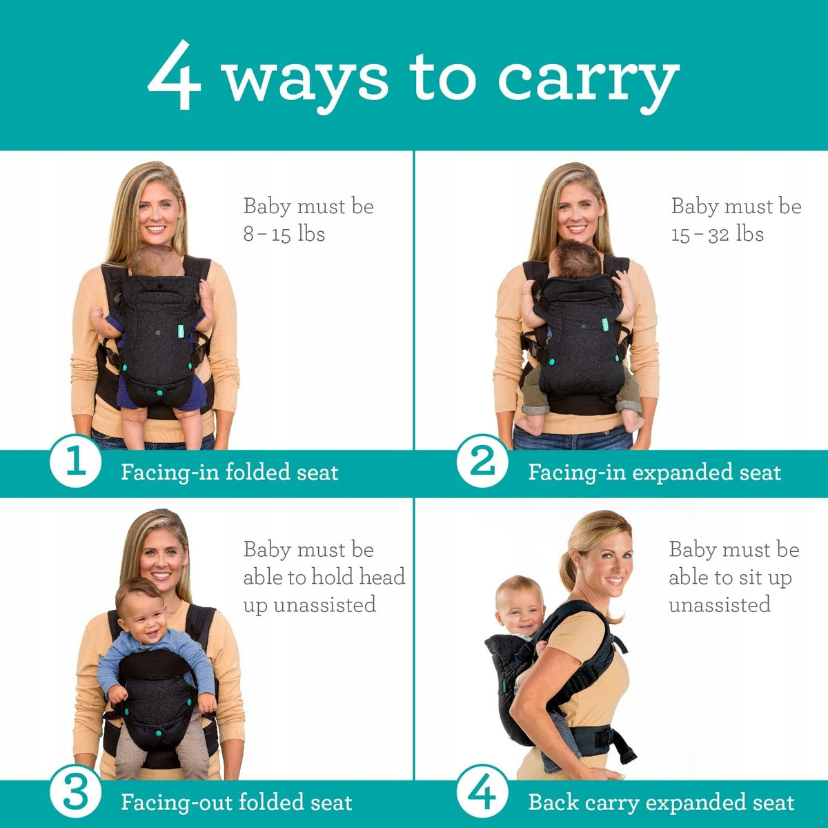 INFANTINO FLIP 4-in-1 ergonomische Babytrage 3,5 - 14,5 kg