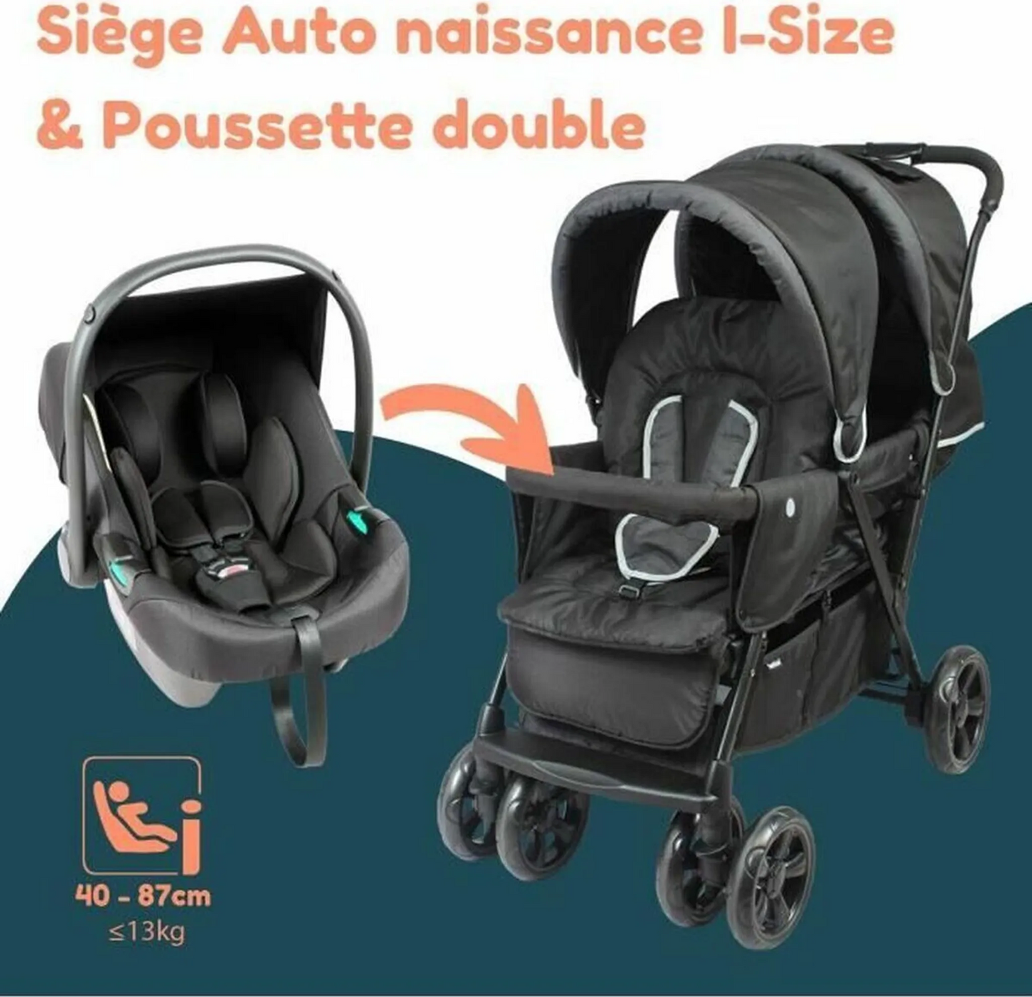 BAMBISOL dvojitý kočík + autosedačka gr0