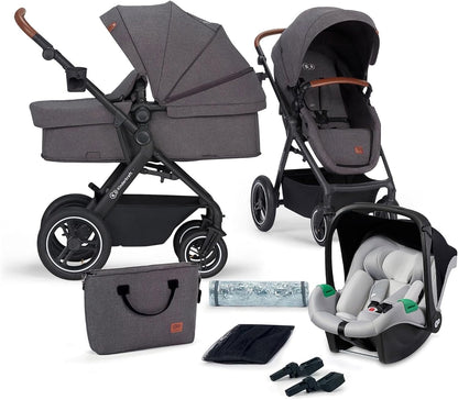 KINDERKRAFT B-TOUR 3-in-1 Multifunktionskinderwagen bis 22kg + Babyschale MINK PRO