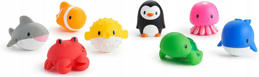 MUNCHKIN Ocean set de 8 juguetes de baño de goma para bebés