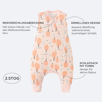 DUOMIAOMIAO śpiworek do spania zimowy 2,5TOG S 80-90cm z nogawkami i zamkiem, 100% bawełna