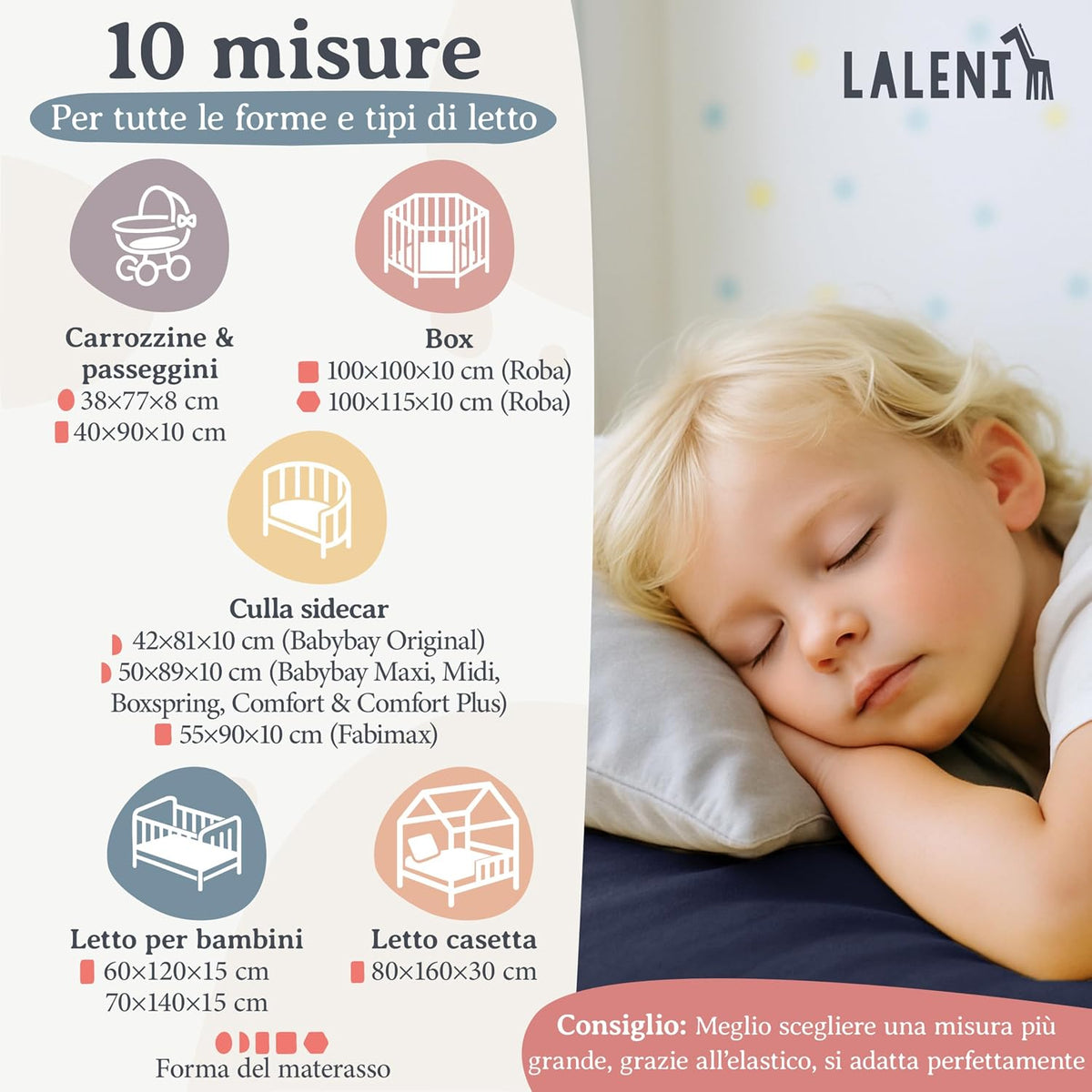 LALENI Spannbettlaken für Babybetten 100x115 cm