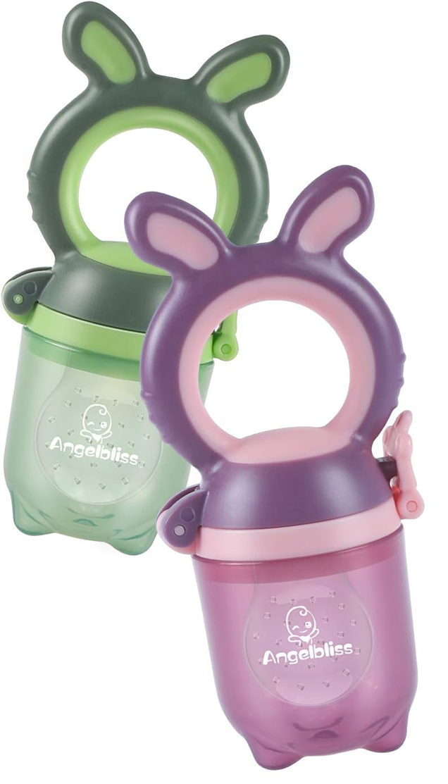 ANGELBLISS Fruchtsauger für Babys 3-12 Monate, 2 Stück, 6 Mundstücke