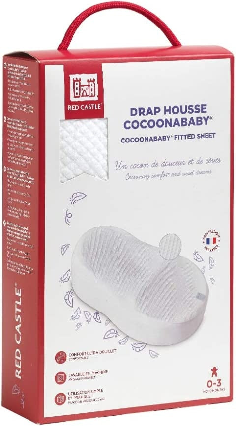 RED CASTLE prześcieradło białe do Cocoonababy, dopasowane prześcieradło 0-3 m w kolorze białym