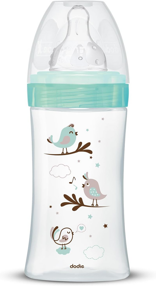 DODIE sklenená fľaša 270 ml 0-6 m cumlík 2 stredný prietok