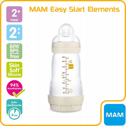 MAM Easy Start butelka antykolkowa 260ml 2m+ z silikonowym smoczkiem SkinSoft i auto-sterylizacją