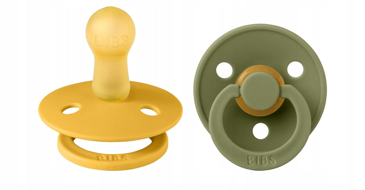 BIBS COLOUR smoczki uspokajające 2pack kauczuk 6msc+ w kolorach żółtym i oliwkowym
