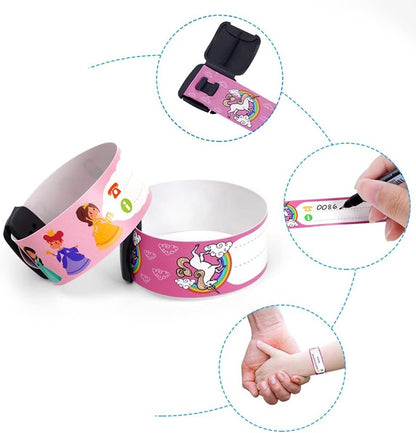VICLOON wasserdichte SOS-Armbänder für Kinder, 8 Stück + Marker