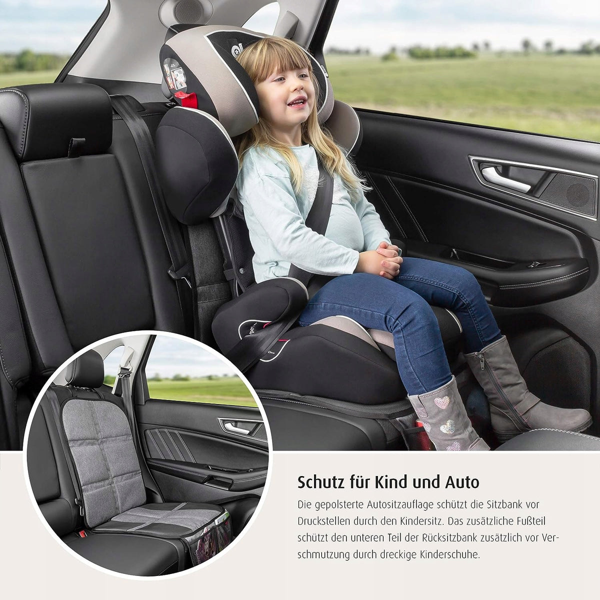 REER TravelKid MaxiProtect podkładka pod fotelik samochodowy chroni tylną kanapę przed zabrudzeniami i odciskami