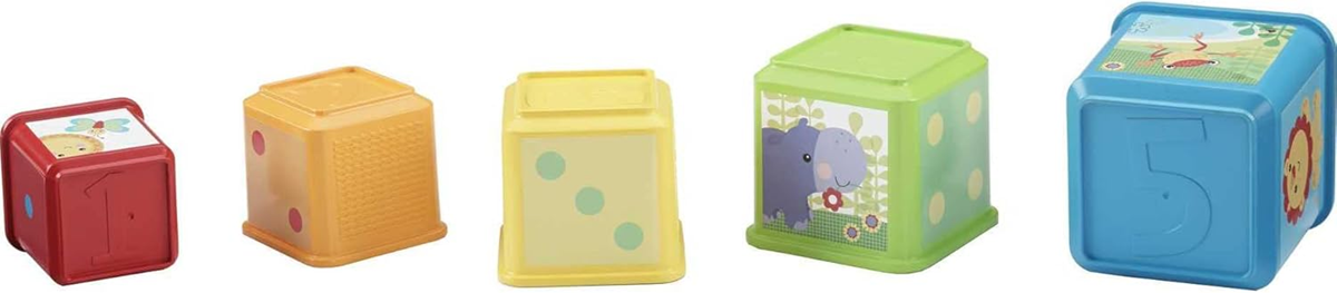 FISHER-PRICE Stack & Explore Blocks különböző méretű építőkockák, 5 darab