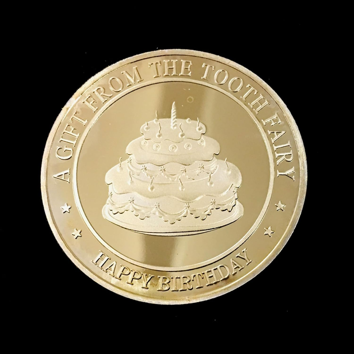 BRADOC Wróżka Zębuszka pozłacana metalowa moneta pod poduszkę 4 cm TORT