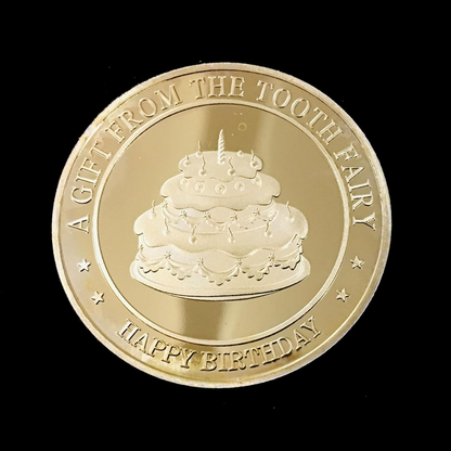 BRADOC Wróżka Zębuszka pozłacana metalowa moneta pod poduszkę 4 cm TORT