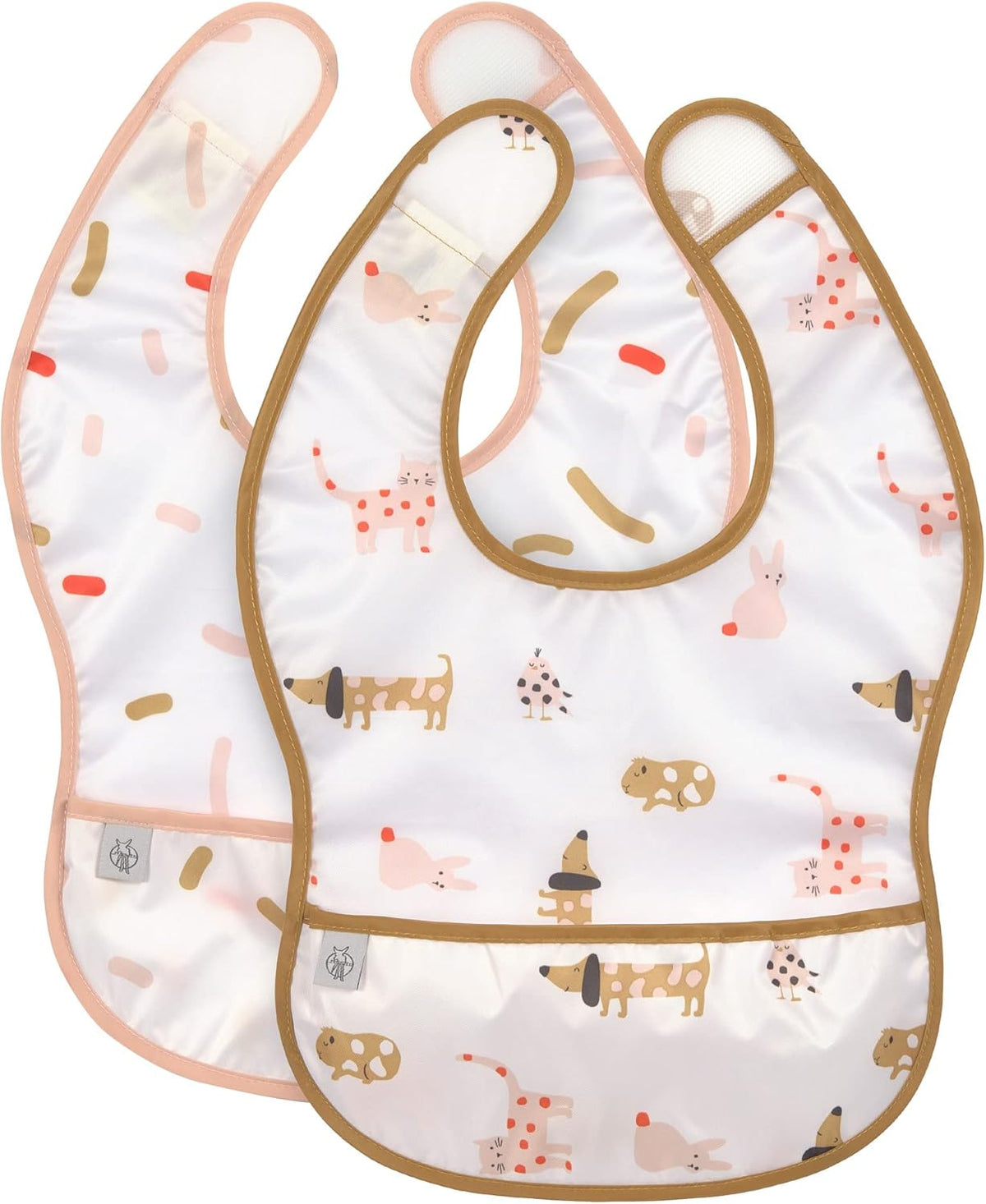 LASSIG Kunststofflätzchen mit Klettverschluss und Auffangtasche 2er-Pack 6-24 Monate