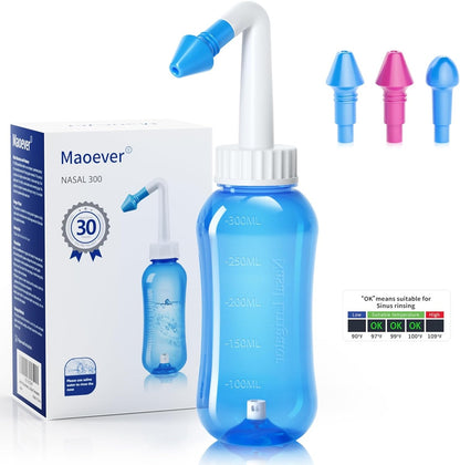 MAOEVER Nasal 300 Nasenspüler für Kinder und Erwachsene 3 Aufsätze 300 ml