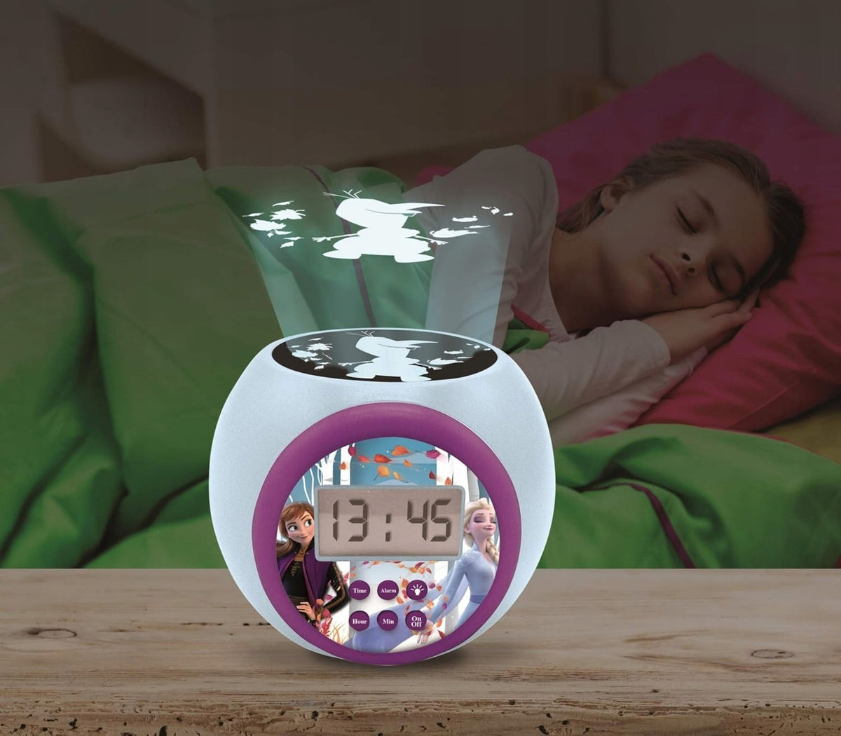 LEXIBOOK Die Eiskönigin Projektor 3 Farben und Wecker mit LCD-Anzeige