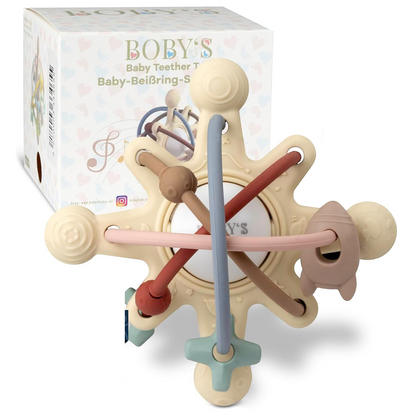 BOBY'S sensorischer Beißring/Greifling mit Rassel 12 x 12 cm