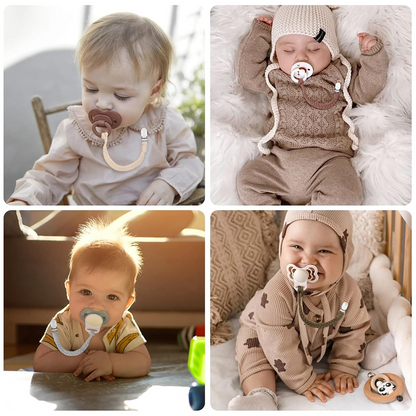 ANNHAO Schnullerkette aus Baumwolle mit Clip 22 cm BEIGE