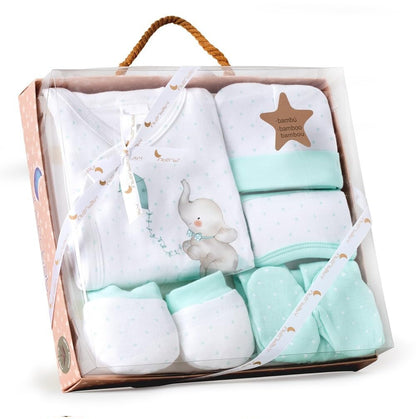 INTERBABY Geschenkset aus Baumwolle Pyjama Mütze Socken Lätzchen Strumpfhose