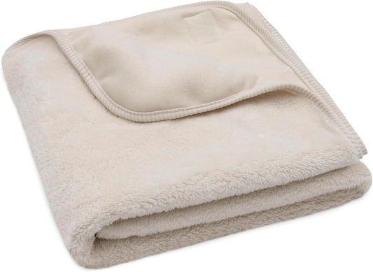 JOLLEIN Basic kocyk Jersey/Sherpa 75x100 cm Oatmeal, miękki ciepły kocyk dziecięcy OEKO-TEX do łóżeczka i wózka