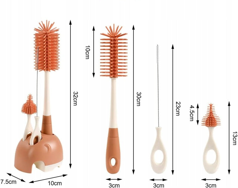 VICLOON 3in1 Silikonbürsten zur Reinigung von Flaschen, Saugern, Strohhalmen 32cm