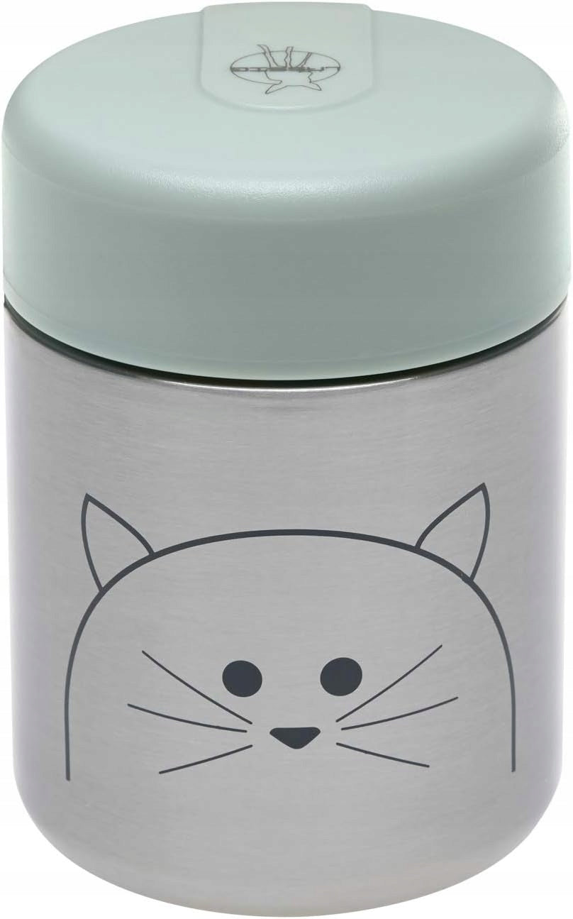 LASSIG Food Jar TERMOS OBIADOWY stal nierdzewna 315 ml zielony z motywem kota