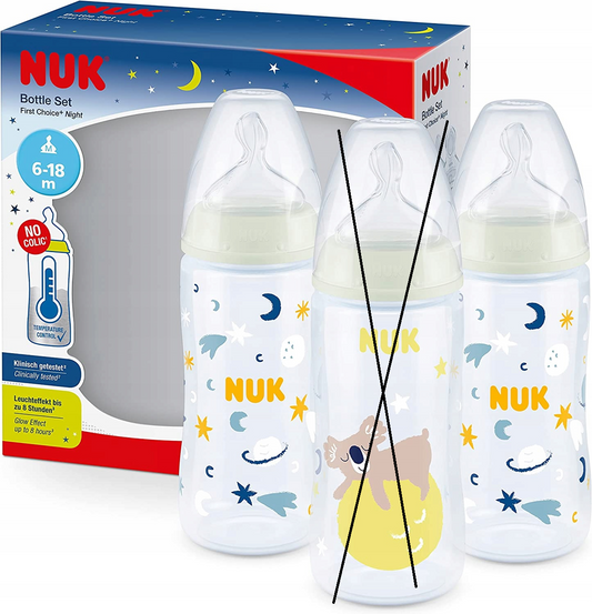 NUK NIGHT cumisüveg szett 2 x 300 ml HŐMÉRSÉKLET ELLENŐRZÉS
