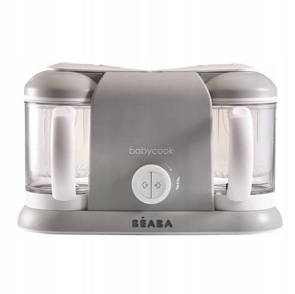 BEABA Babycook Duo ROBOT KUCHENNY 4 w 1 2200 ml szary parowar, mikser, rozmrażacz i podgrzewacz z dwoma pojemnikami