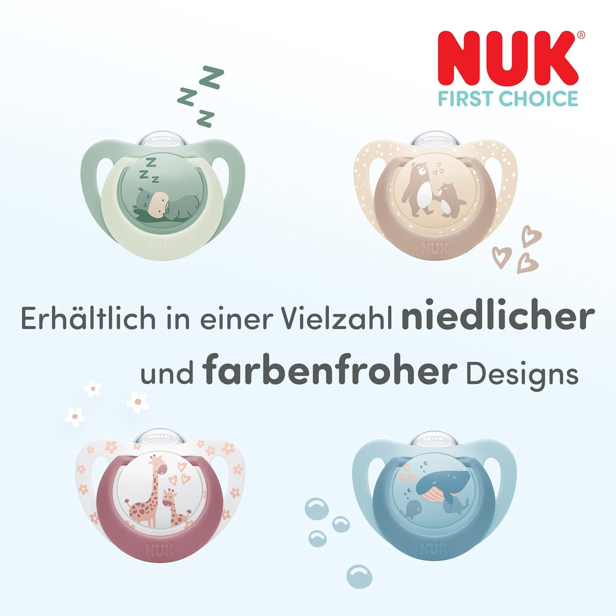 NUK First Choice Silikon-Schnuller, 2er-Pack, 0–6 Monate