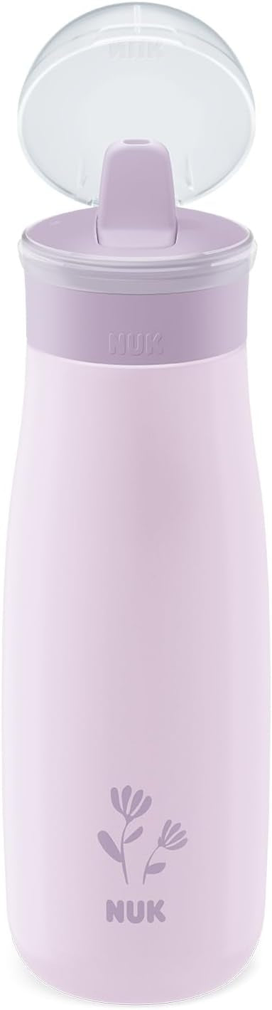 NUK Mini-Me Flip Edelstahlflasche mit Strohhalm und Mundstück, 500 ml, ab 12 Monaten