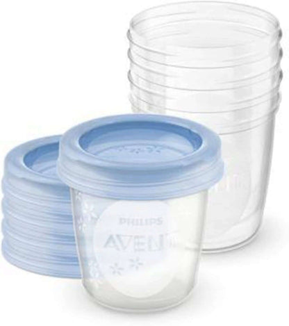 PHILIPS AVENT pojemniki na żywność x5 180ml, niebieskie, szczelne, BPA free, do przechowywania i mrożenia