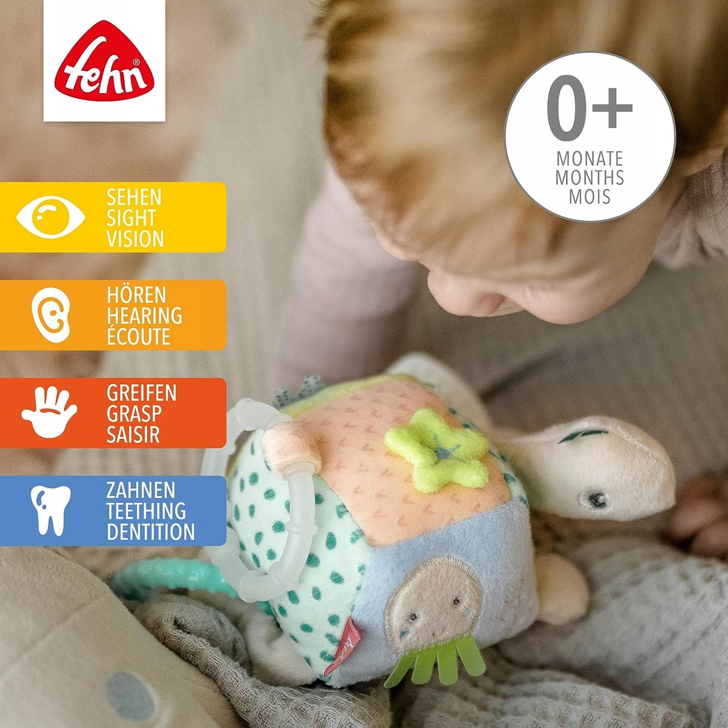 FEHN zawieszka z grzechotką ŻÓŁW 18X17 cm