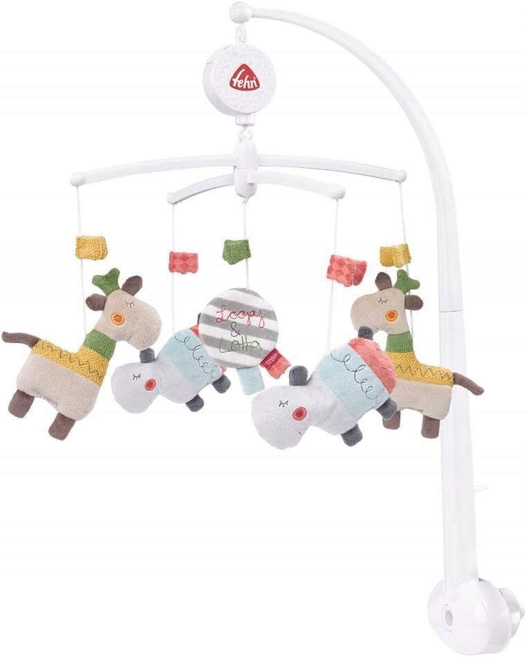 FEHN Loopy&Lotta KARUZELA do łóżeczka wielokolorowa, muzyczna karuzela dla niemowląt 0-5 m