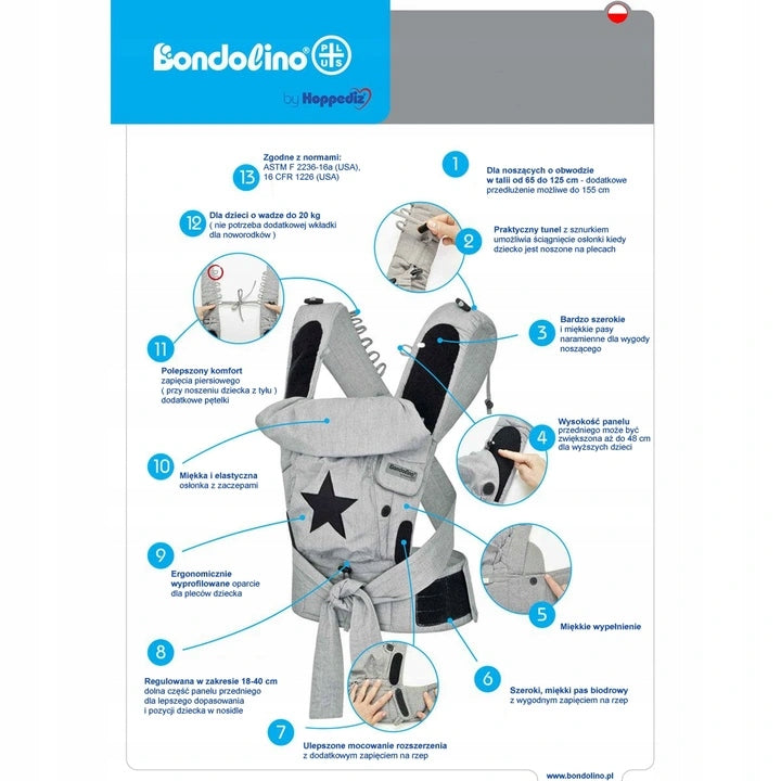 HOPPEDIZ Bondolino Classic Babytrage ergonomisch