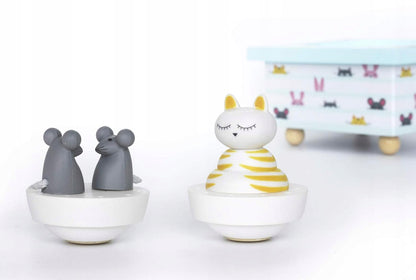 TROUSSELIER Magnetische Spieluhr aus Holz KATZE UND MÄUSE