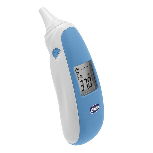 CHICCO Comfort Quick termometru fără contact pentru ureche + 20 de capace și husă
