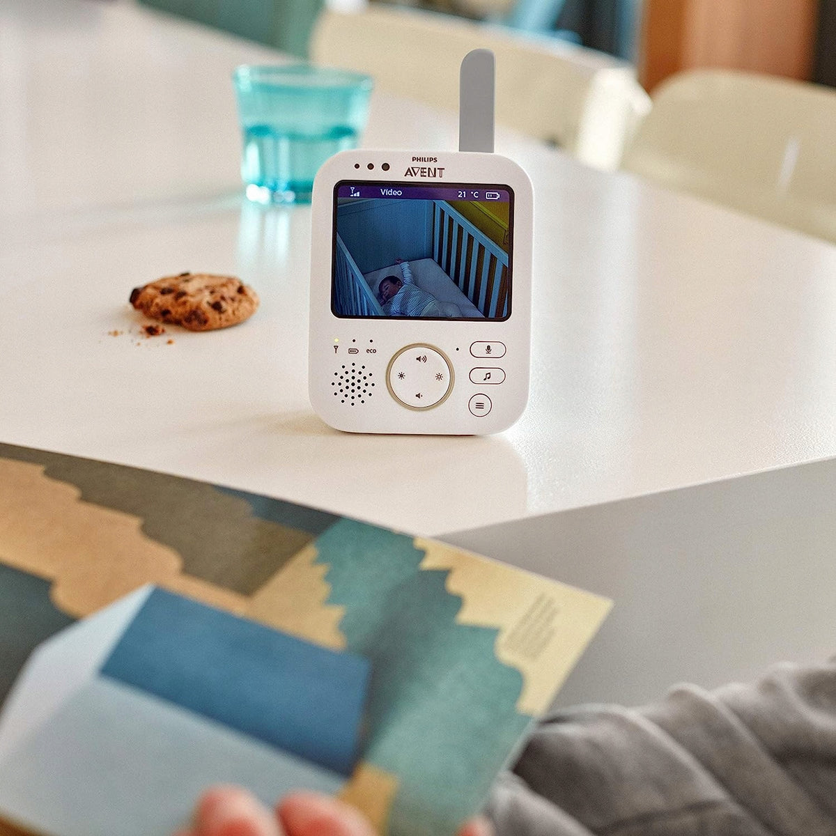 PHILIPS AVENT SCD843/01 cyfrowa niania elektroniczna 3,5" z kolorowym ekranem LCD, tryb ECO i bezpieczne połączenie FHSS