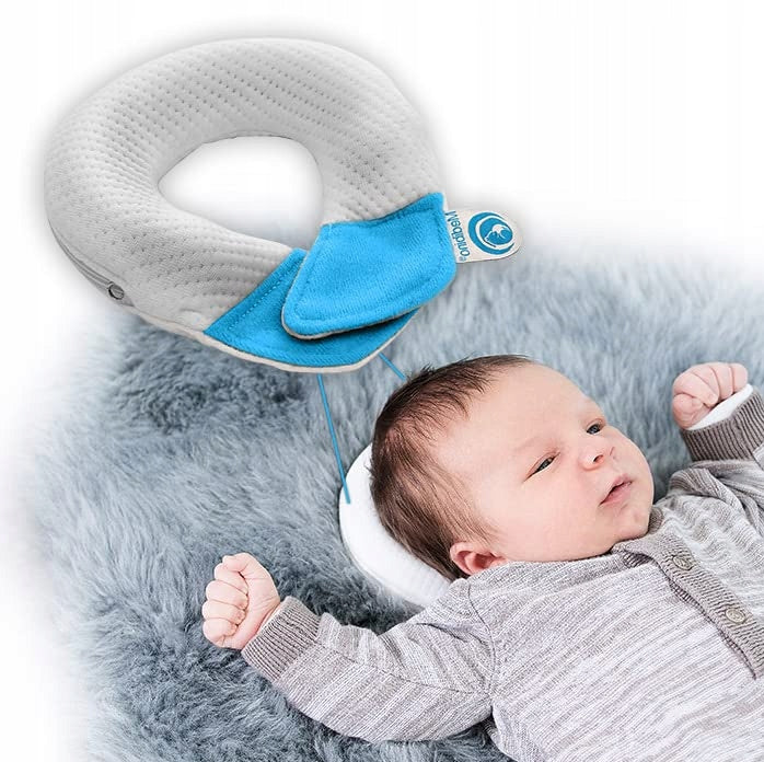 MEDIBINO poduszka antywstrząsowa i stabilizująca do domu, wózka, fotelika dla niemowląt, biało-różowa