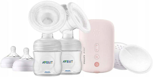 PHILIPS AVENT SCF397/11 podwójny LAKTATOR elektr.. różowy laktator elektryczny z butelkami i nakładkami silikonowymi