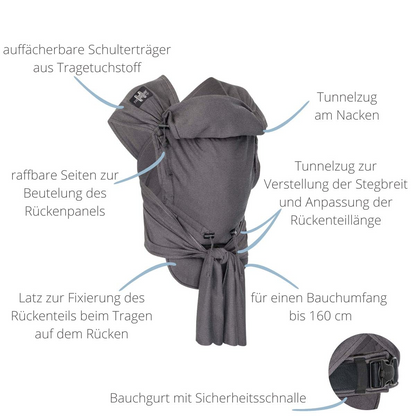 HOPPEDIZ hop-tye buckle nosidełko ergonomiczne 0-30 msc. ergonomiczne nosidło mei-tai z regulacją
