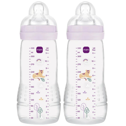 MAM Easy Active zestaw butelek 2x 330 ml 4 m+ smoczek 3 TYGRYS