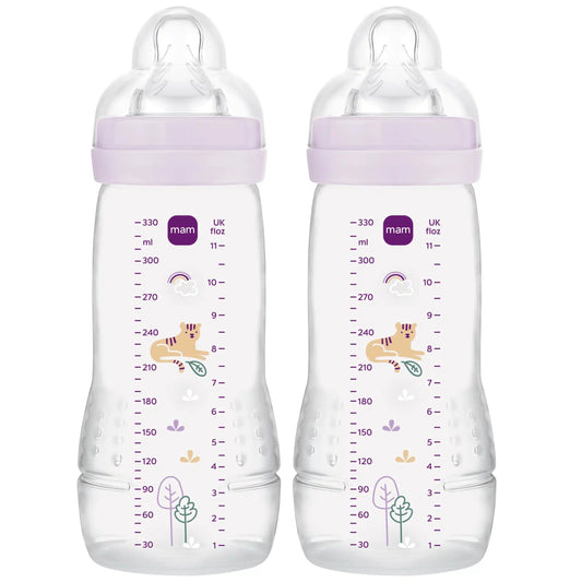 MAM Easy Active Flaschenset 2 × 330 ml, ab 4 Monaten, Sauger 3, TIGER