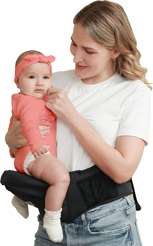 BABYMUST fotelik nosidełko biodrowe 4-30 kg, nosidełko dla niemowlęcia na biodrze, czarne