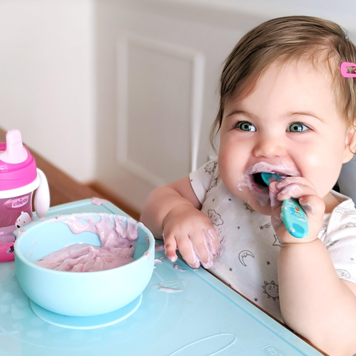 CHICCO Easy Start Silikon-Set Schale Löffel Lätzchen