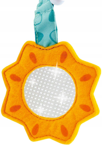HAPE zawieszka do wózka łóżeczka fotelika 43 cm kolorowa zawieszka sensoryczna w kształcie słońca
