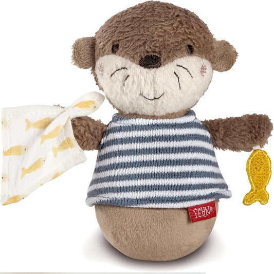 FEHN Stehaufspielzeug OTTER, kippsicheres Spielzeug mit Rassel, 15 cm