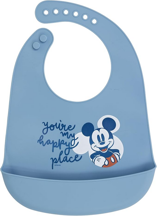 STOR Mickey Mouse silicone bib with pocket