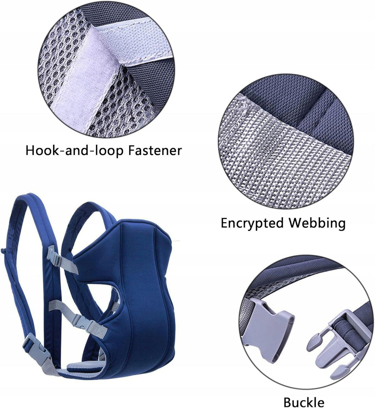 NOSIDEŁKO ergonomiczne regulowane 3,5-15 kg, niebieskie, z regulacją, klamrą i oddychającym materiałem
